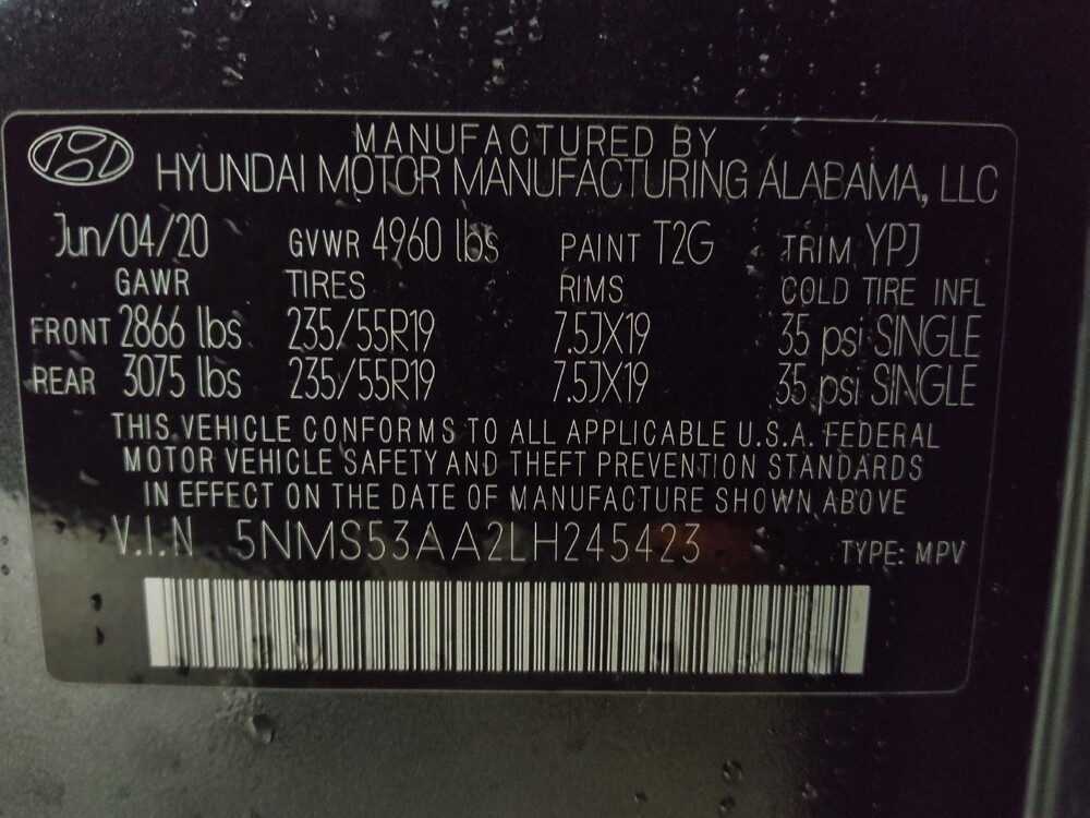 2020 Hyundai Santa Fe in Union City, GA 30291 - 18136435 33