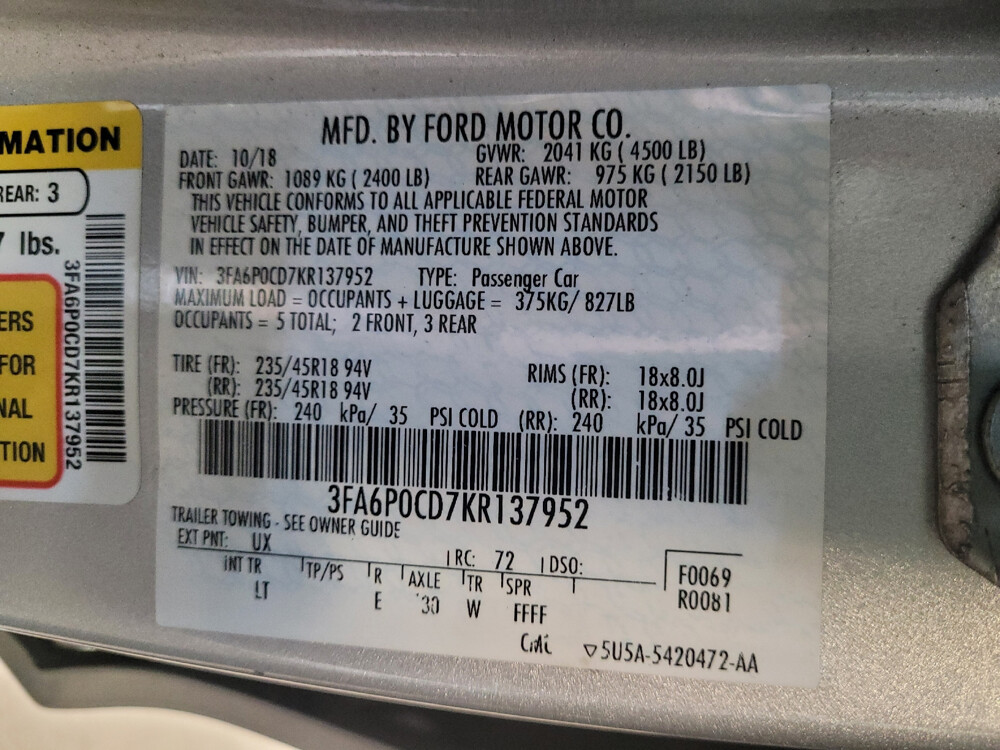 2019 Ford Fusion in Greenville, NC 27834 - 18136867 33