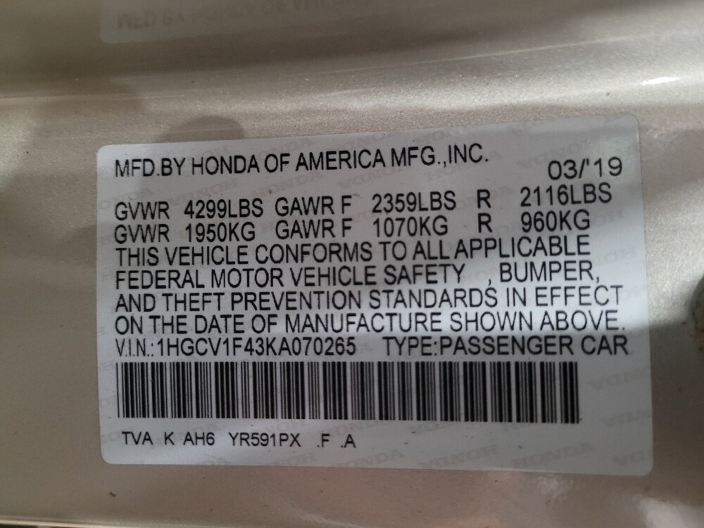 2019 Honda Accord in Richmond, VA 23235 - 18137047 33