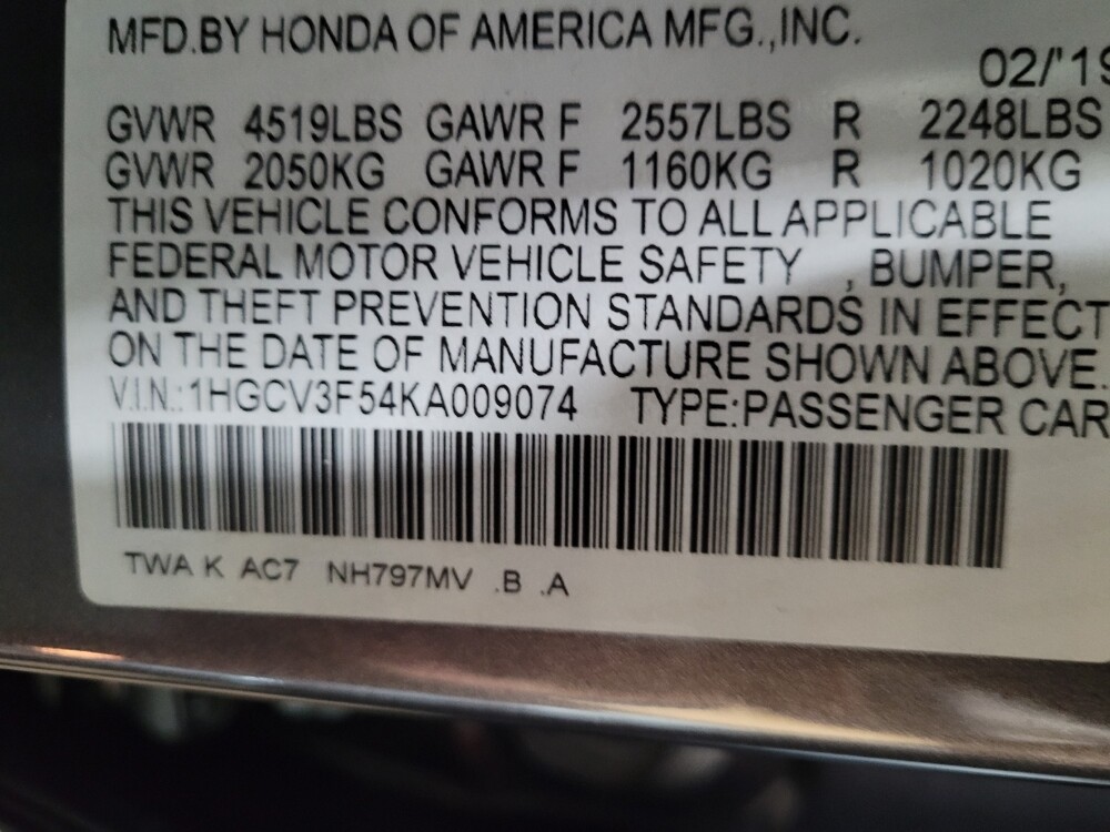 2019 Honda Accord in Williamstown, NJ 8094 - 18137995 33