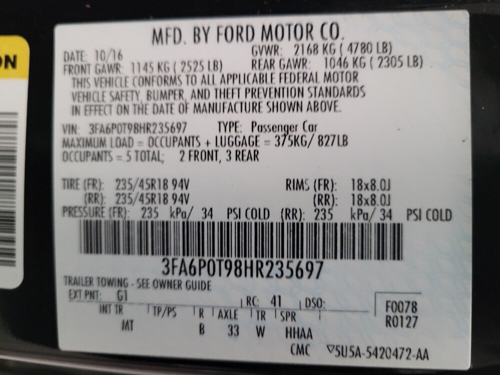 2017 Ford Fusion in Downey, CA 90241 - 18139075 33