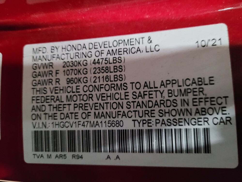 2021 Honda Accord in Laurel, MD 20724 - 18139610 33