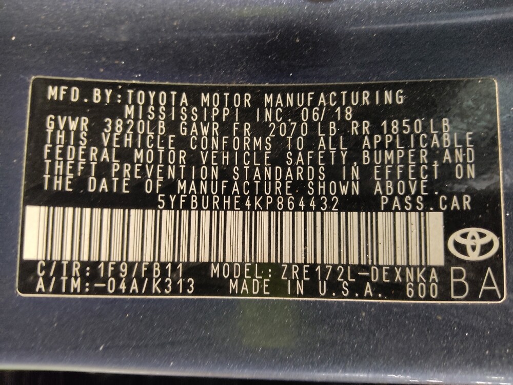 2019 Toyota Corolla in Tallahassee, FL 32304 - 18139938 33