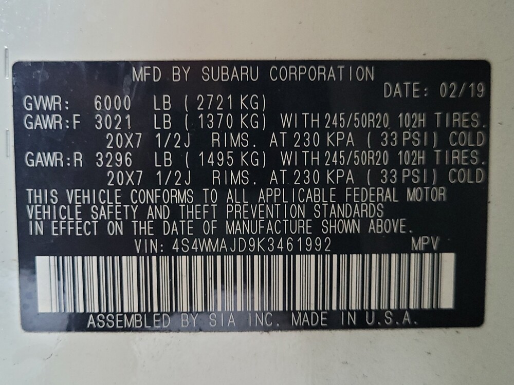2019 Subaru Ascent in Lauderdale Lakes, FL 33313 - 18140112 33