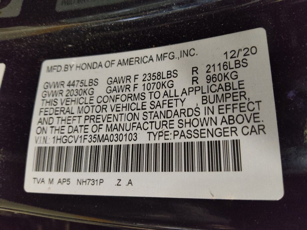 2021 Honda Accord in Jackson, MS 39211 - 18140426 33