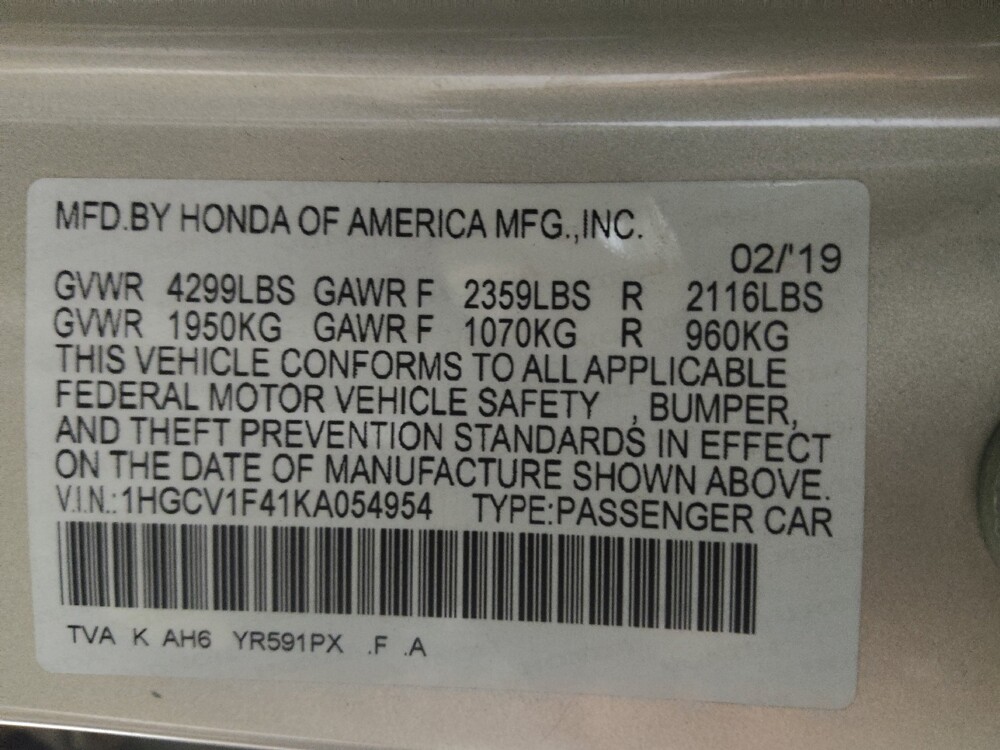 2019 Honda Accord in Greensboro, NC 27407 - 18141081 33