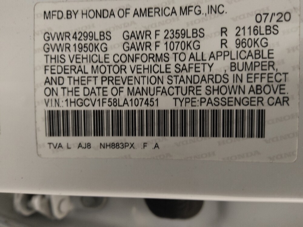 2020 Honda Accord in Union City, GA 30291 - 18141881 33