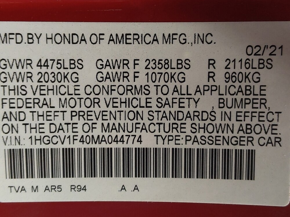 2021 Honda Accord in Temple, TX 76502 - 18141952 33