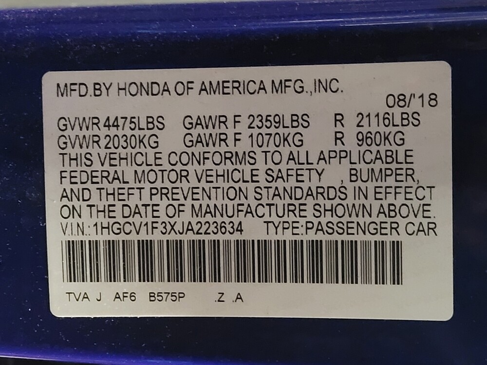2018 Honda Accord in Miami, FL 33157 - 18143028 33