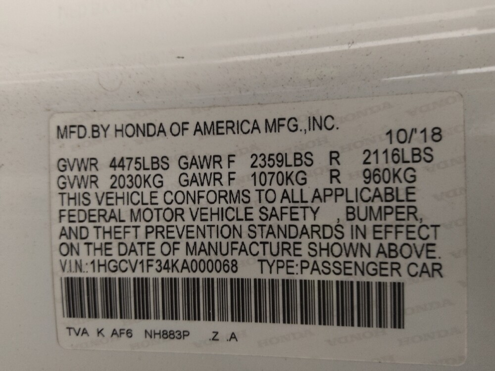 2019 Honda Accord in Tallahassee, FL 32304 - 18143715 33
