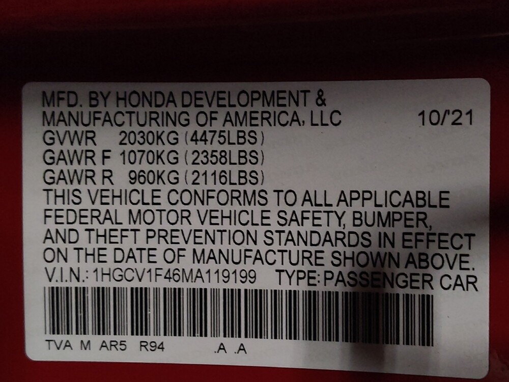 2021 Honda Accord in Jacksonville, FL 32210 - 18143911 33