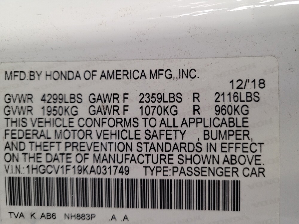 2019 Honda Accord in Clearwater, FL 33764 - 18144238 33