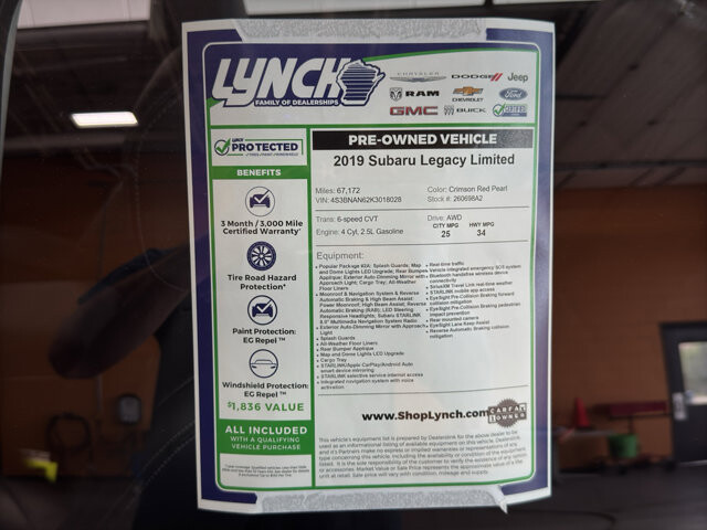 2019 Subaru Legacy in Burlington, WI 53105 - 18145567 37