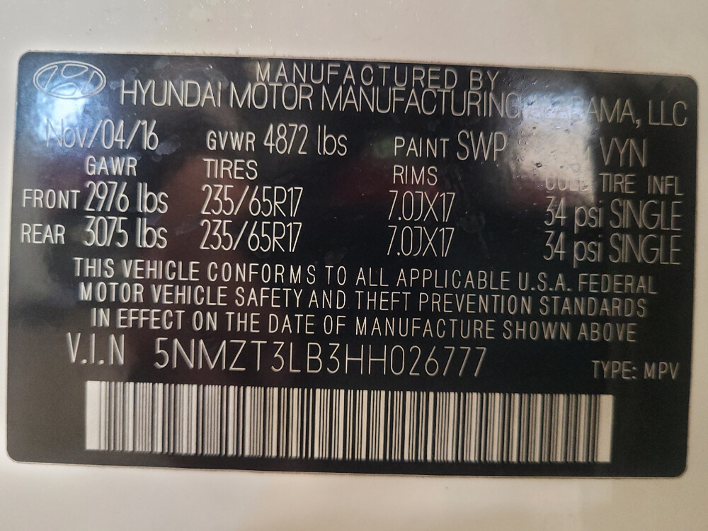 2017 Hyundai Santa Fe in Tallahassee, FL 32304 - 2435112 33