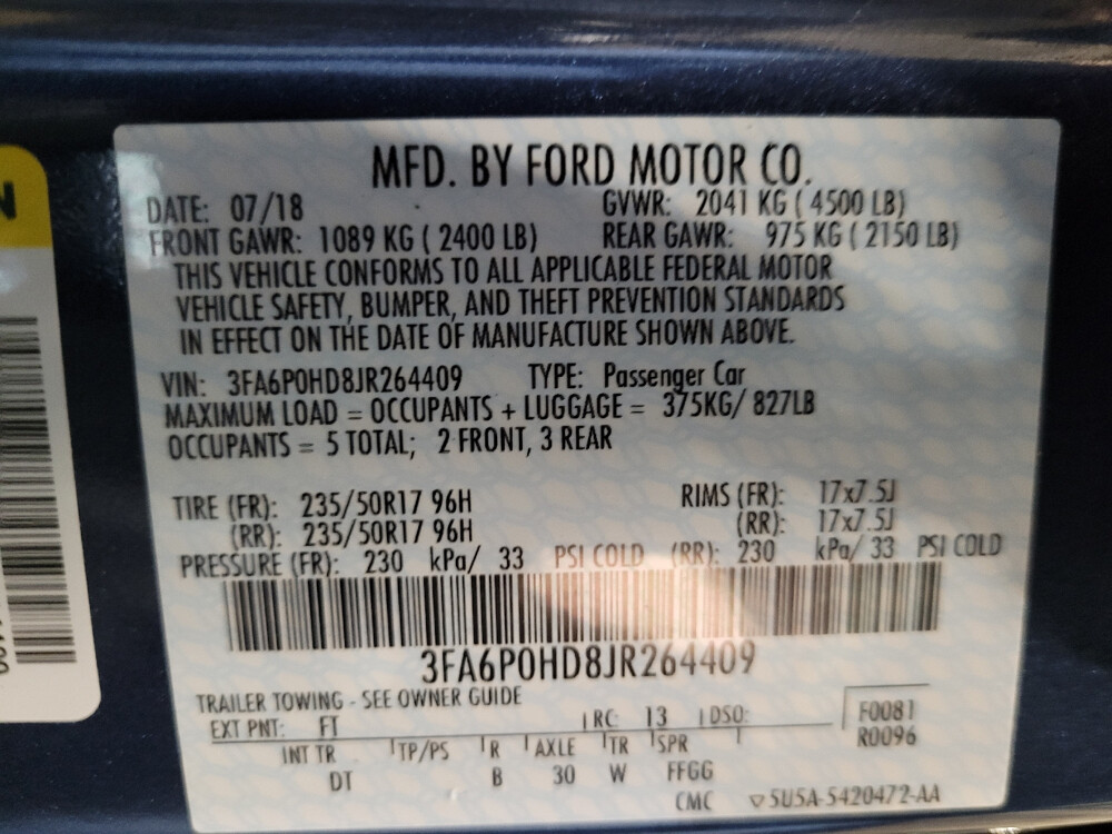 2018 Ford Fusion in Williamstown, NJ 8094 - 2469114 33